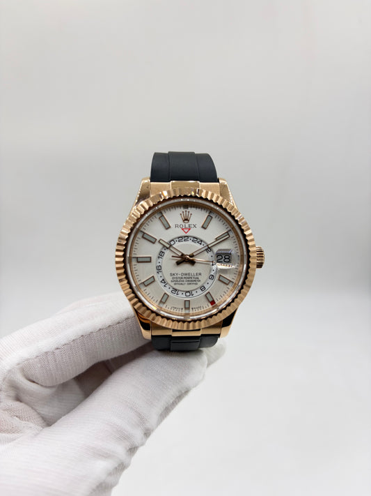 Twf FACTORY 1:1 Rolex Skydweller SS/RG best edition white dial