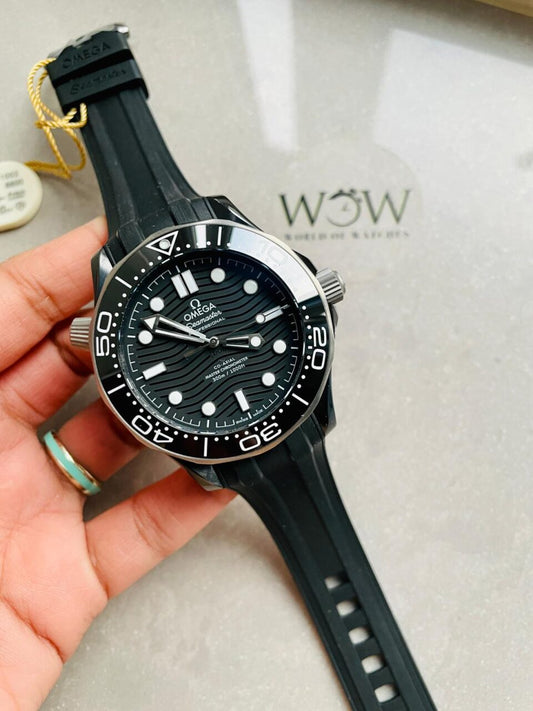 Seamaster Diver 300M 43.5mm VSF 1:1 Best Edition Ceramic Case Black Dial on Black Rubber Strap A8806