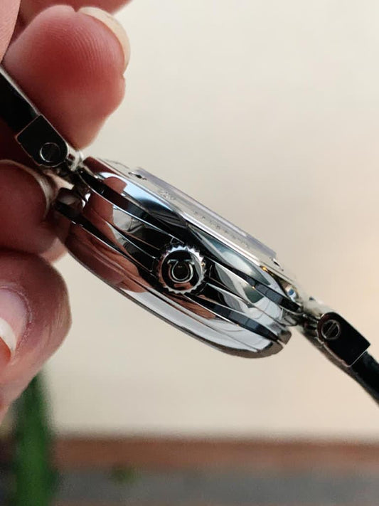 V6F 34mm LADYMATIC SS BLACK LEATHER STRAP A2836