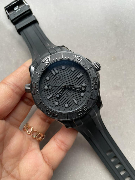 VSF Seamaster Diver Ghost 300m CER Black Dial Black Dots on Rubber Strap Asia 8806