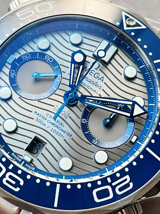 Seamaster 300M Chrono SS OMF 1:1 Best Edition Grey Dial on SS Bracelet A9900