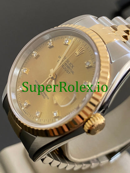 Rolex Datejust 36 Steel and Yellow Gold Diamond Dial Ref.16233